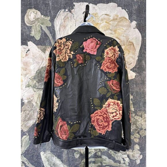 New Free People Rebel Rose Moto Jacket Size Medium - Picture 6 of 13